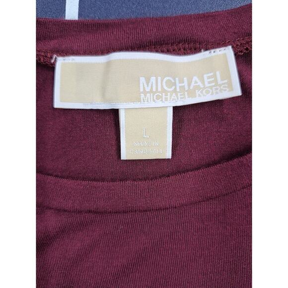 Michael Kors Burgundy Viscose Long Sleeveless Tank Shell Top Sz L - Picture 6 of 7